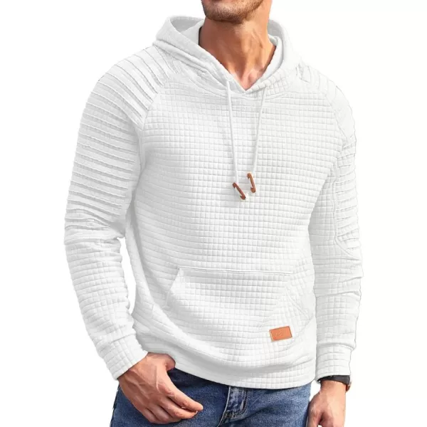 COOFANDY Mens Hoodies Pullover Casaul Long Sleeve Drawstring Waffle Knit Hooded Sweatshirt with Kanga Pocket