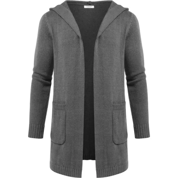 COOFANDY Mens Long Open Front Cardigan Sweater Lightweight Hooded Knitted Cardigan Sweaters with Pockets