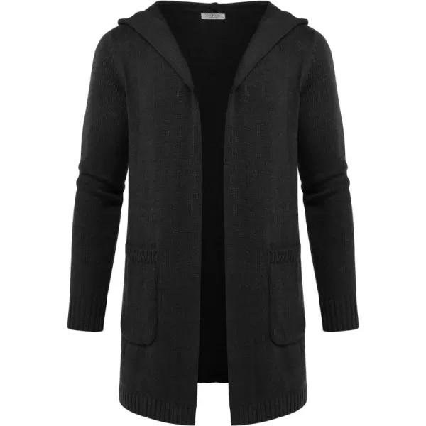 COOFANDY Mens Long Open Front Cardigan Sweater Lightweight Hooded Knitted Cardigan Sweaters with Pockets