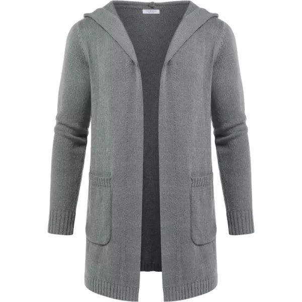 COOFANDY Mens Long Open Front Cardigan Sweater Lightweight Hooded Knitted Cardigan Sweaters with Pockets