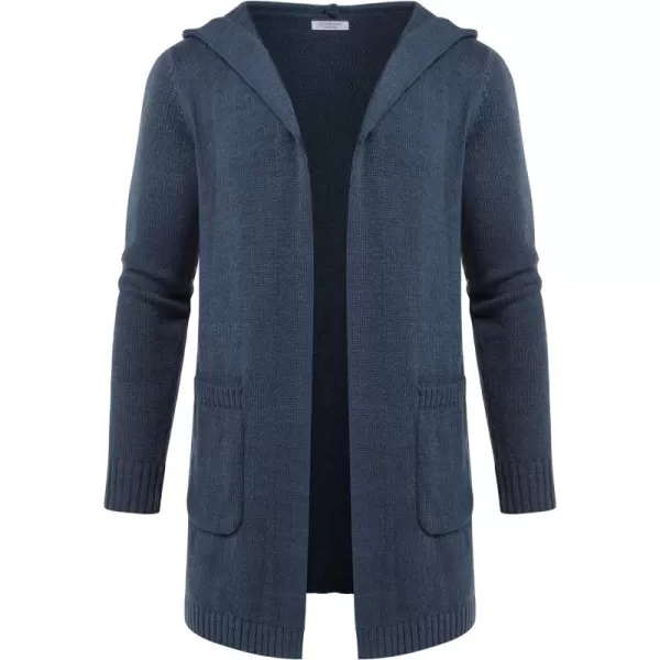 COOFANDY Mens Long Open Front Cardigan Sweater Lightweight Hooded Knitted Cardigan Sweaters with Pockets