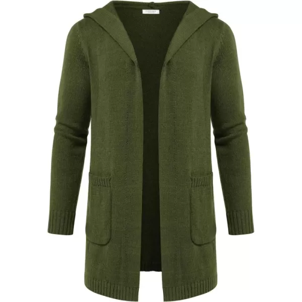 COOFANDY Mens Long Open Front Cardigan Sweater Lightweight Hooded Knitted Cardigan Sweaters with Pockets