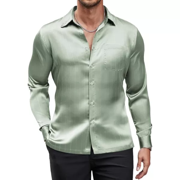 COOFANDY Men's Luxury Satin Dress Shirt Shiny Silk Long Sleeve Button Up Shirts Wedding Shirt Party Prom