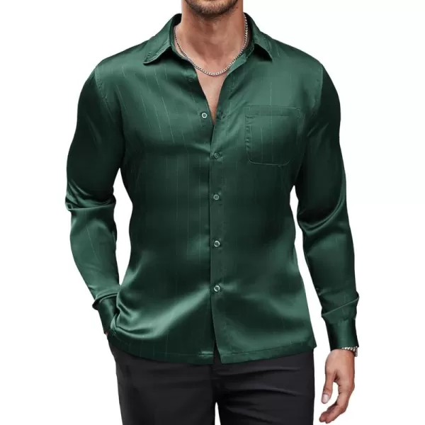 COOFANDY Men's Luxury Satin Dress Shirt Shiny Silk Long Sleeve Button Up Shirts Wedding Shirt Party Prom