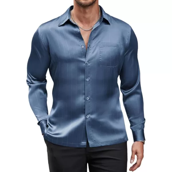 COOFANDY Men's Luxury Satin Dress Shirt Shiny Silk Long Sleeve Button Up Shirts Wedding Shirt Party Prom