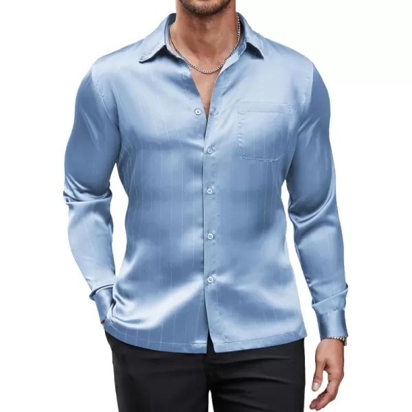 COOFANDY Men's Luxury Satin Dress Shirt Shiny Silk Long Sleeve Button Up Shirts Wedding Shirt Party Prom