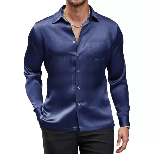 COOFANDY Men's Luxury Satin Dress Shirt Shiny Silk Long Sleeve Button Up Shirts Wedding Shirt Party Prom