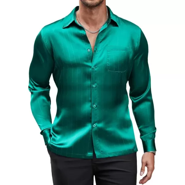 COOFANDY Men's Luxury Satin Dress Shirt Shiny Silk Long Sleeve Button Up Shirts Wedding Shirt Party Prom