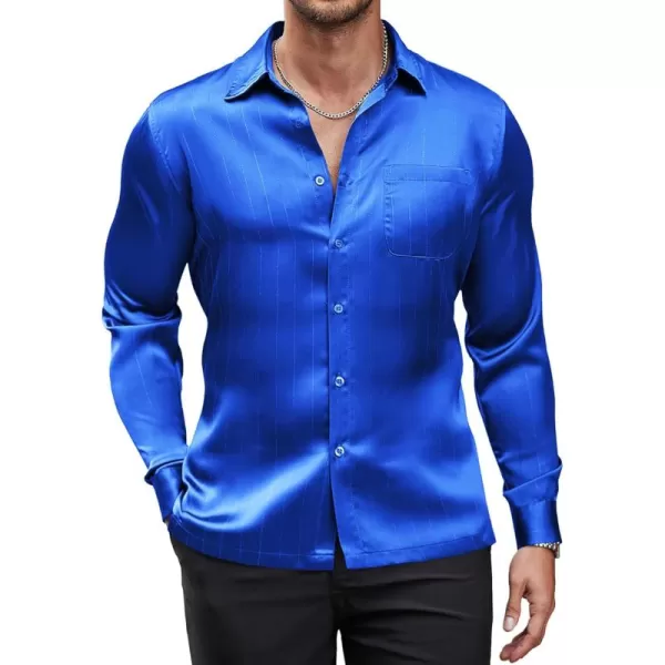 COOFANDY Men's Luxury Satin Dress Shirt Shiny Silk Long Sleeve Button Up Shirts Wedding Shirt Party Prom