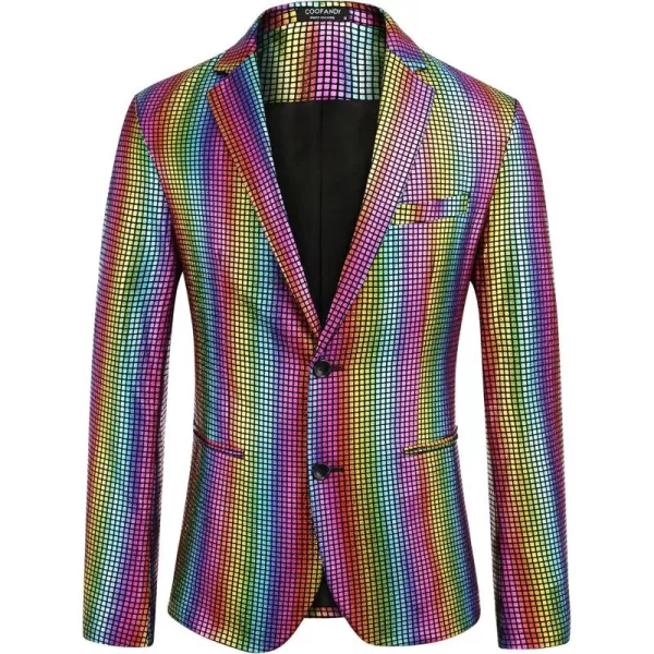 COOFANDY Mens Metallic Jacket Regular Fit Blazer Casual 70s Disco Party Sport Coat