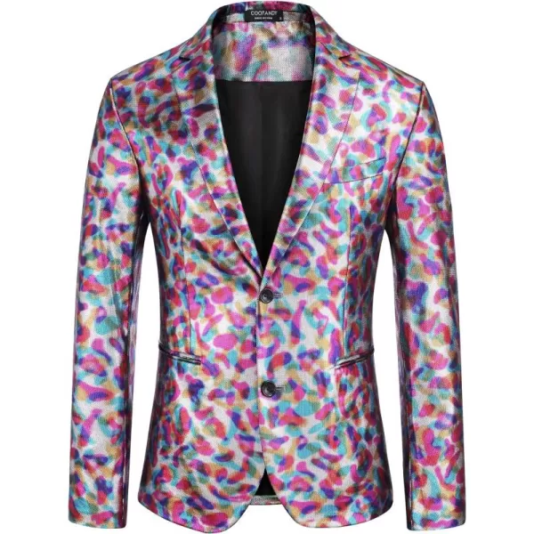 COOFANDY Mens Metallic Jacket Regular Fit Blazer Casual 70s Disco Party Sport Coat