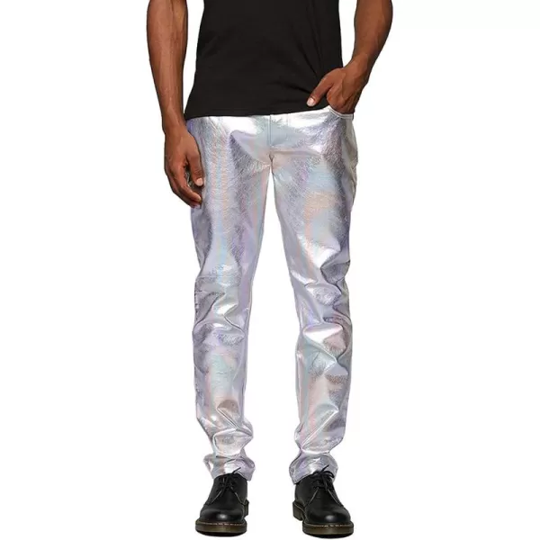 COOFANDY Mens Metallic Shiny Jeans 70‘s Party Dance Disco Nightclub Pants Straight Leg Trousers