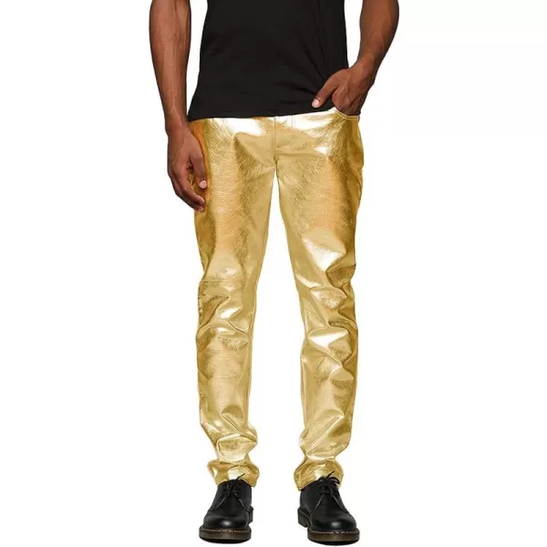 COOFANDY Mens Metallic Shiny Jeans 70‘s Party Dance Disco Nightclub Pants Straight Leg Trousers