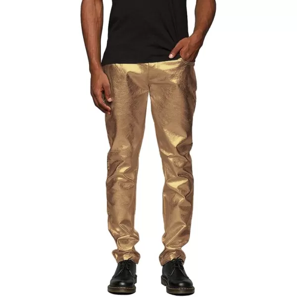 COOFANDY Mens Metallic Shiny Jeans 70‘s Party Dance Disco Nightclub Pants Straight Leg Trousers