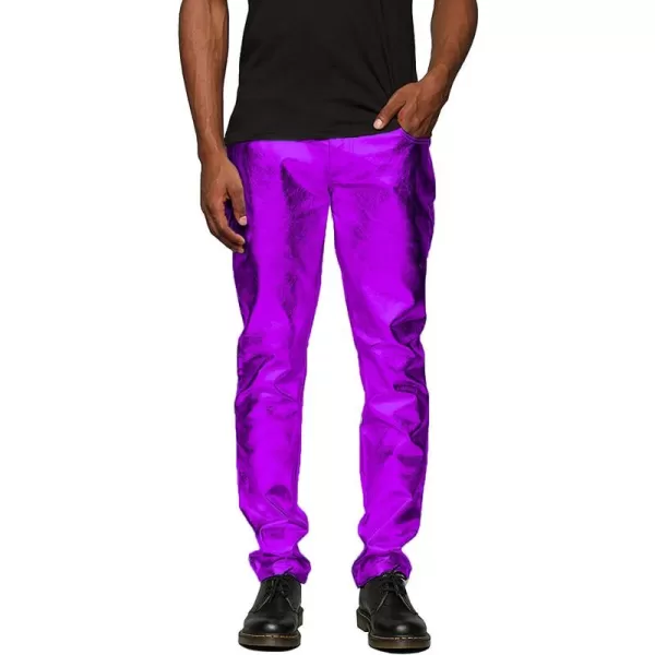 COOFANDY Mens Metallic Shiny Jeans 70‘s Party Dance Disco Nightclub Pants Straight Leg Trousers