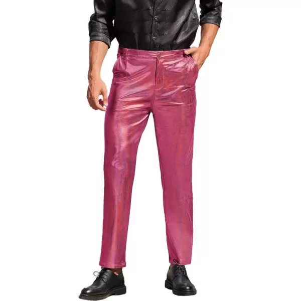 COOFANDY Mens Metallic Shiny Jeans 70‘s Party Dance Disco Nightclub Pants Straight Leg Trousers