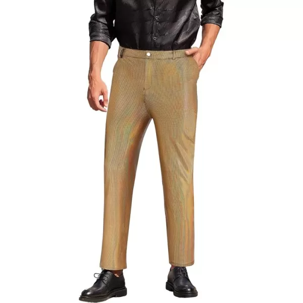 COOFANDY Mens Metallic Shiny Jeans 70‘s Party Dance Disco Nightclub Pants Straight Leg Trousers