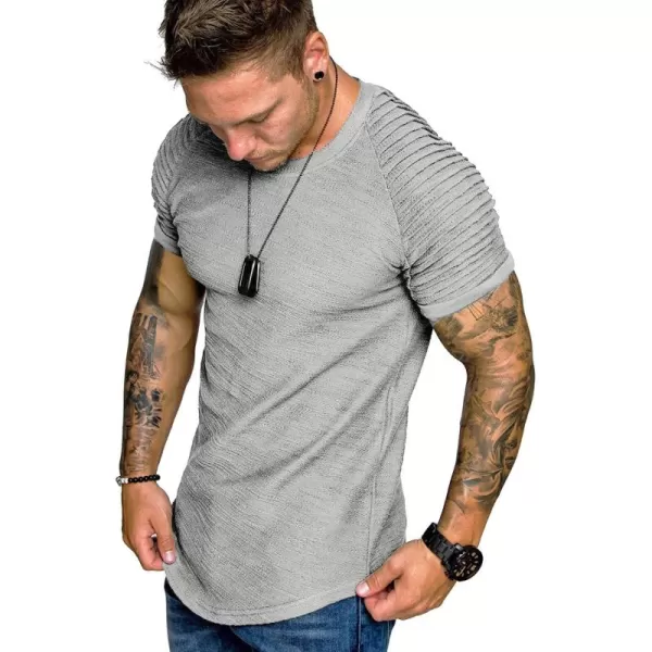 COOFANDY Men's Muscle T-Shirt Pleated Raglan Sleeve Bodybuilding Gym Tee Short Sleeve Fashion Workout Shirts Hipster Shirt