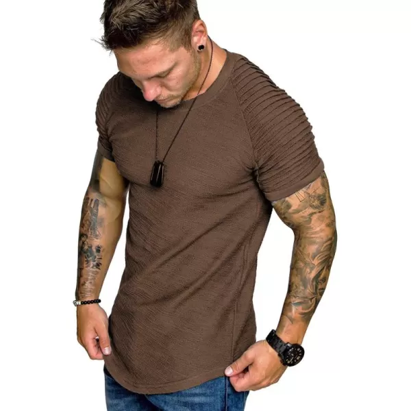 COOFANDY Men's Muscle T-Shirt Pleated Raglan Sleeve Bodybuilding Gym Tee Short Sleeve Fashion Workout Shirts Hipster Shirt