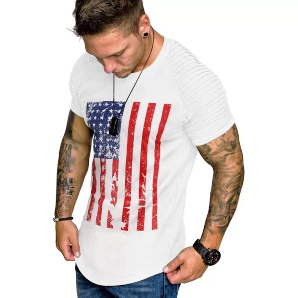 COOFANDY Men's Muscle T-Shirt Pleated Raglan Sleeve Bodybuilding Gym Tee Short Sleeve Fashion Workout Shirts Hipster Shirt