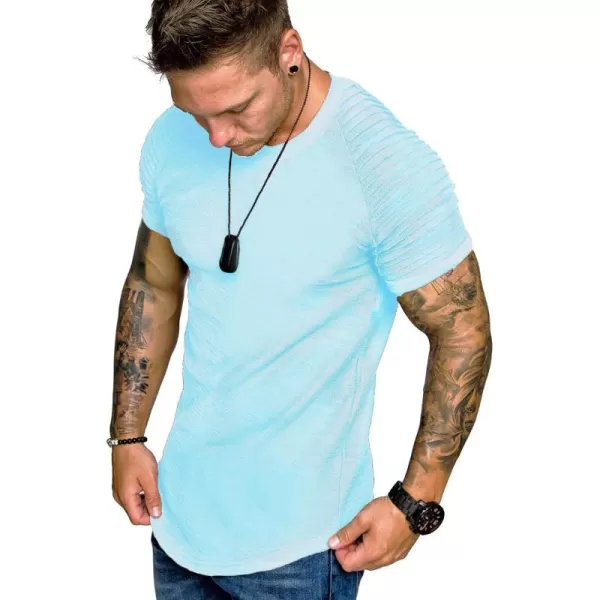 COOFANDY Men's Muscle T-Shirt Pleated Raglan Sleeve Bodybuilding Gym Tee Short Sleeve Fashion Workout Shirts Hipster Shirt