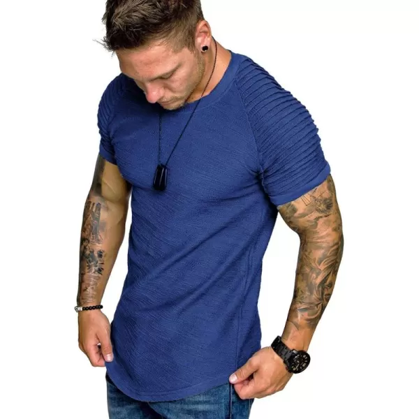 COOFANDY Men's Muscle T-Shirt Pleated Raglan Sleeve Bodybuilding Gym Tee Short Sleeve Fashion Workout Shirts Hipster Shirt