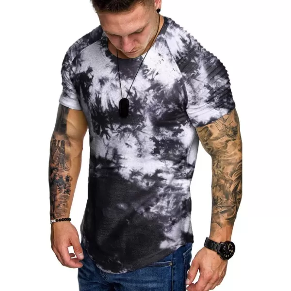 COOFANDY Men's Muscle T-Shirt Pleated Raglan Sleeve Bodybuilding Gym Tee Short Sleeve Fashion Workout Shirts Hipster Shirt)