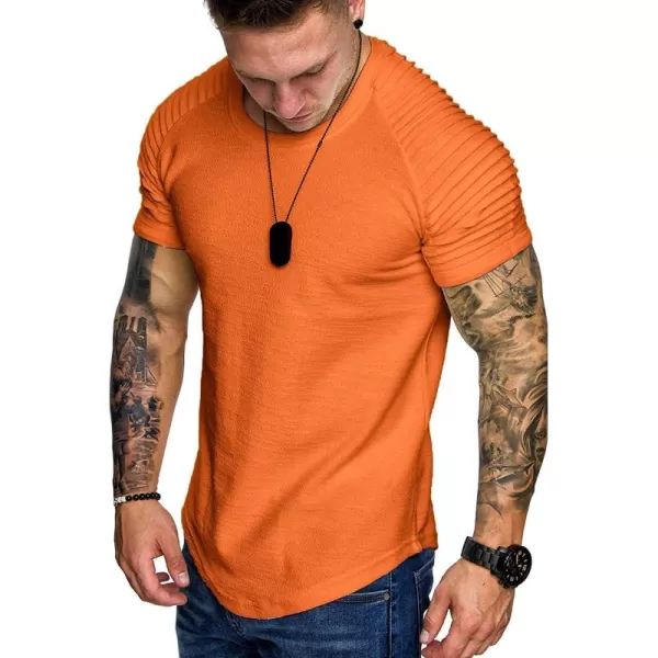 COOFANDY Men's Muscle T-Shirt Pleated Raglan Sleeve Bodybuilding Gym Tee Short Sleeve Fashion Workout Shirts Hipster Shirt
