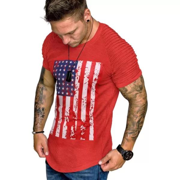 COOFANDY Men's Muscle T-Shirt Pleated Raglan Sleeve Bodybuilding Gym Tee Short Sleeve Fashion Workout Shirts Hipster Shirt
