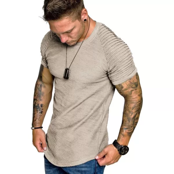 COOFANDY Men's Muscle T-Shirt Pleated Raglan Sleeve Bodybuilding Gym Tee Short Sleeve Fashion Workout Shirts Hipster Shirt
