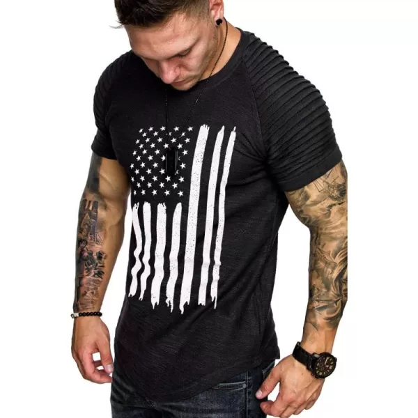 COOFANDY Men's Muscle T-Shirt Pleated Raglan Sleeve Bodybuilding Gym Tee Short Sleeve Fashion Workout Shirts Hipster Shirt