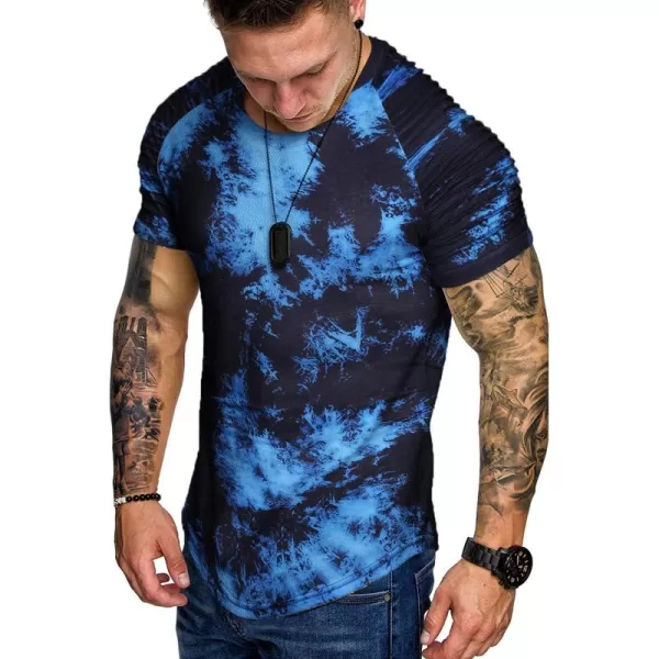 COOFANDY Men's Muscle T-Shirt Pleated Raglan Sleeve Bodybuilding Gym Tee Short Sleeve Fashion Workout Shirts Hipster Shirt)