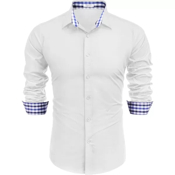 COOFANDY Mens Plaid Dress Shirt Long Sleeve Business Casual Regular Fit Button Down Shirts