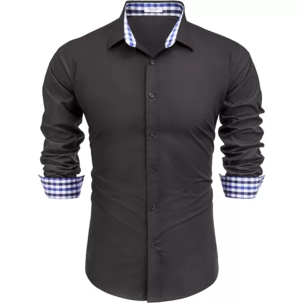 COOFANDY Mens Plaid Dress Shirt Long Sleeve Business Casual Regular Fit Button Down Shirts