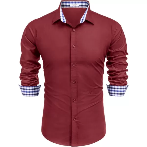 COOFANDY Mens Plaid Dress Shirt Long Sleeve Business Casual Regular Fit Button Down Shirts