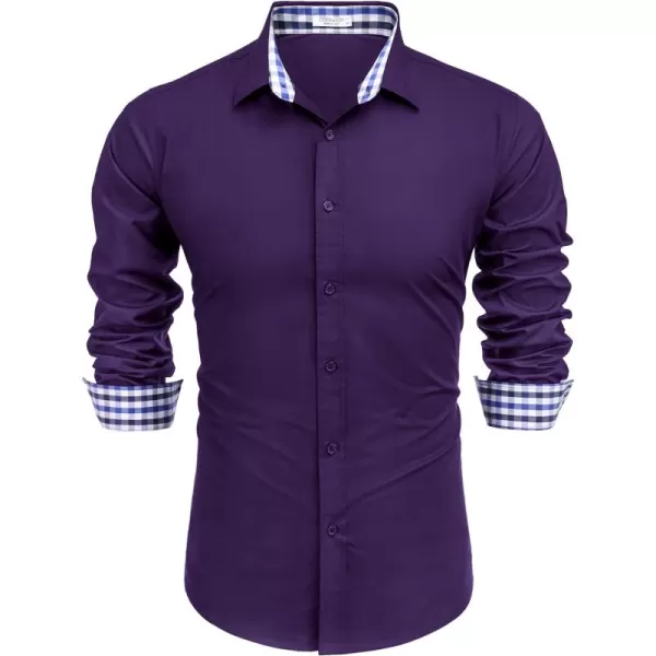 COOFANDY Mens Plaid Dress Shirt Long Sleeve Business Casual Regular Fit Button Down Shirts