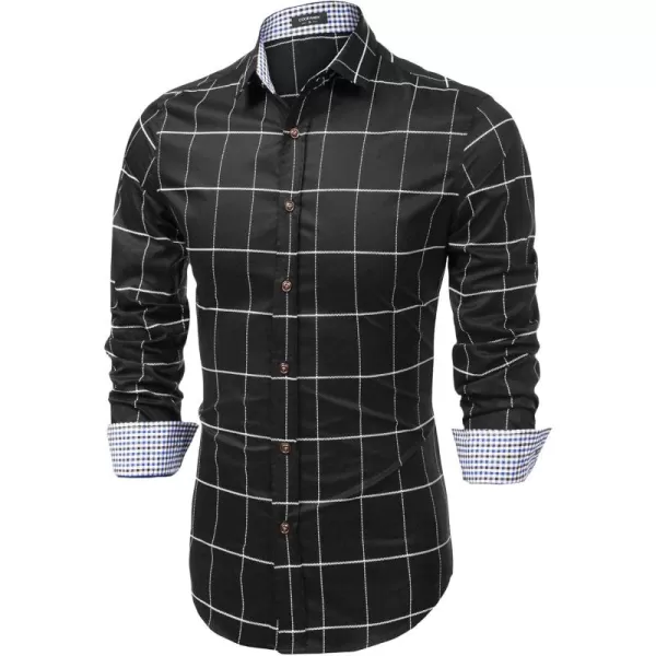 COOFANDY Mens Plaid Dress Shirt Long Sleeve Business Casual Regular Fit Button Down Shirts