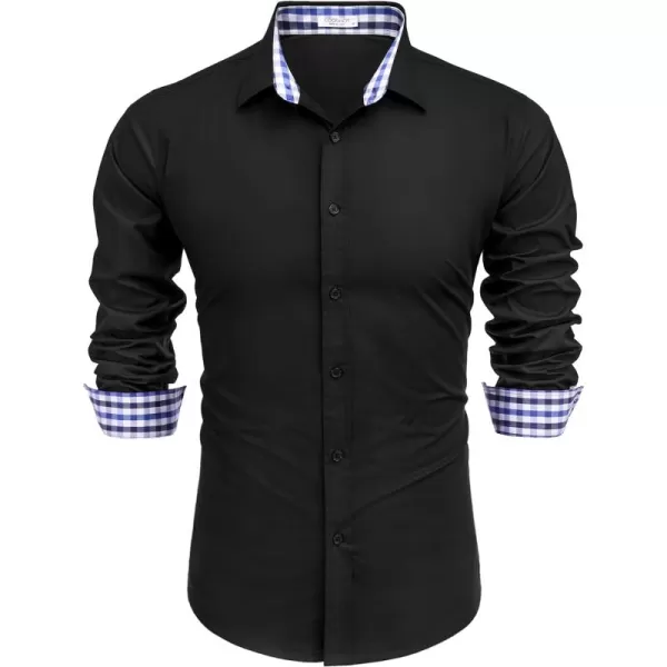 COOFANDY Mens Plaid Dress Shirt Long Sleeve Business Casual Regular Fit Button Down Shirts