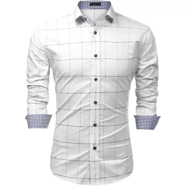 COOFANDY Mens Plaid Dress Shirt Long Sleeve Business Casual Regular Fit Button Down Shirts
