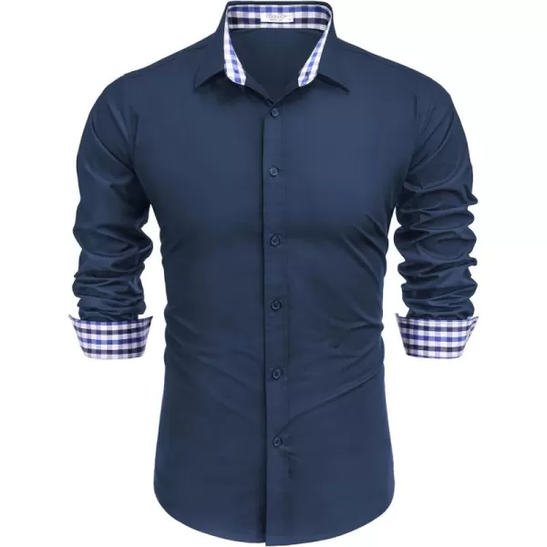 COOFANDY Mens Plaid Dress Shirt Long Sleeve Business Casual Regular Fit Button Down Shirts