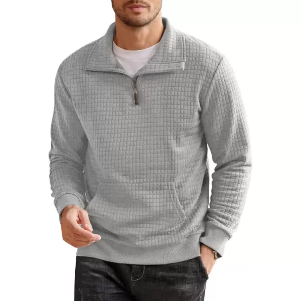 COOFANDY Men's Quarter Zip Sweatshirt Long Sleeve Casual Waffle Knit Pullover with Pocket