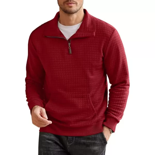 COOFANDY Men's Quarter Zip Sweatshirt Long Sleeve Casual Waffle Knit Pullover with Pocket