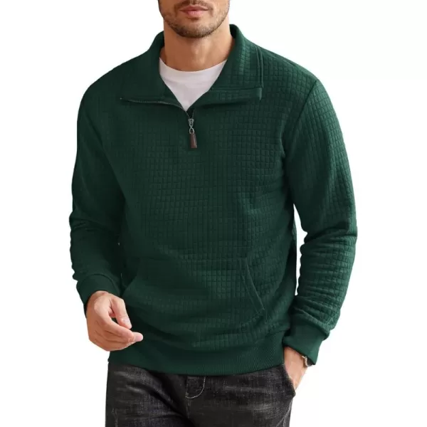 COOFANDY Men's Quarter Zip Sweatshirt Long Sleeve Casual Waffle Knit Pullover with Pocket