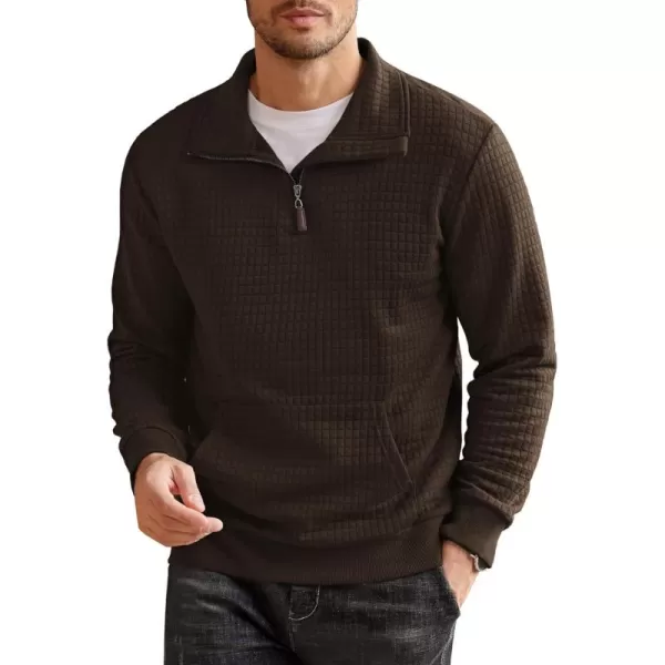 COOFANDY Men's Quarter Zip Sweatshirt Long Sleeve Casual Waffle Knit Pullover with Pocket