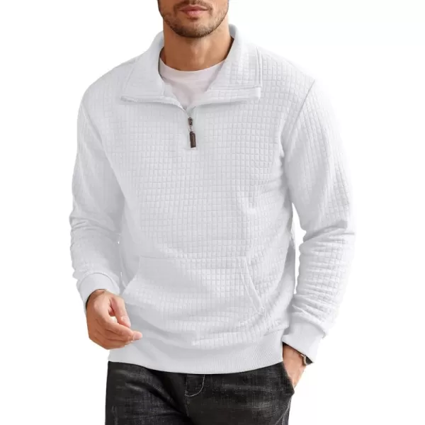 COOFANDY Men's Quarter Zip Sweatshirt Long Sleeve Casual Waffle Knit Pullover with Pocket
