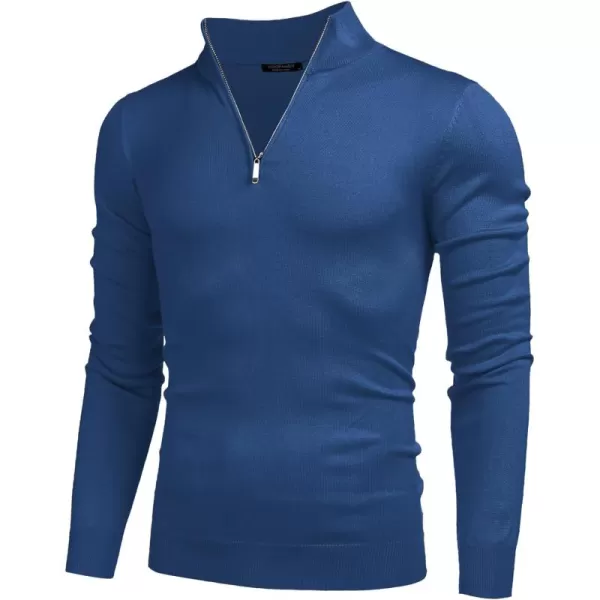 COOFANDY Men's Quarter Zip Up Sweaters Slim Fit Lightweight Mock Neck Pullover Casual Polo Sweaters