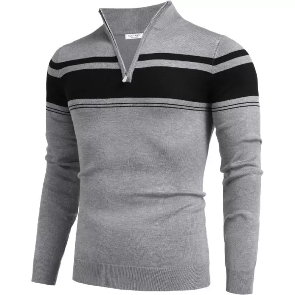 COOFANDY Men's Quarter Zip Up Sweaters Slim Fit Lightweight Mock Neck Pullover Casual Polo Sweaters