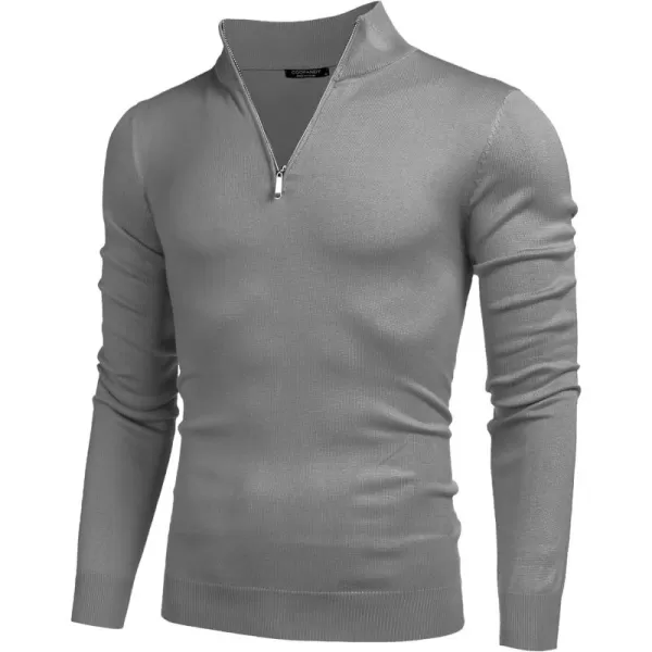 COOFANDY Men's Quarter Zip Up Sweaters Slim Fit Lightweight Mock Neck Pullover Casual Polo Sweaters