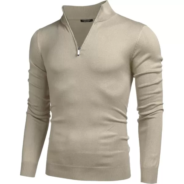 COOFANDY Men's Quarter Zip Up Sweaters Slim Fit Lightweight Mock Neck Pullover Casual Polo Sweaters