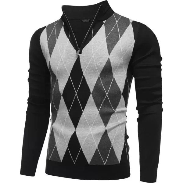 COOFANDY Men's Quarter Zip Up Sweaters Slim Fit Lightweight Mock Neck Pullover Casual Polo Sweaters